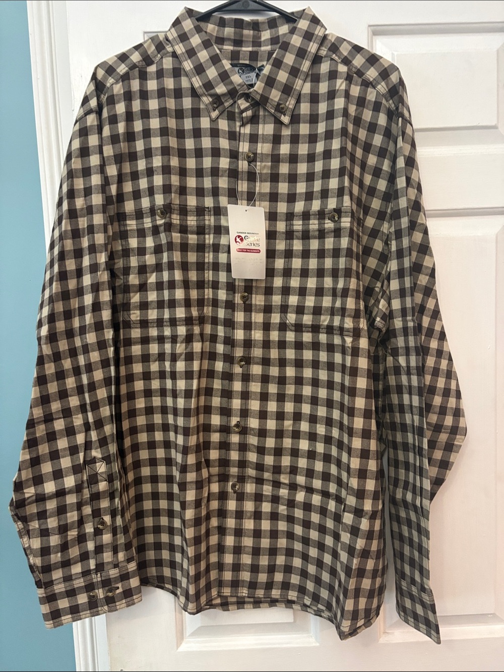 Men's Guide Series Long-Sleeve Plaid Button-Down Shirt in Brown & Cream - NWT